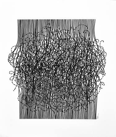 Francisco Vila Guillén Artworks | Saatchi Art Doodling On Black Paper, Abstract Line Art Pattern, Abstract Pen Art, Black And White Graphic Art, Folk Drawing, Abstract Art Lines, Repetition Art, Doodle Abstract, Line Art Projects