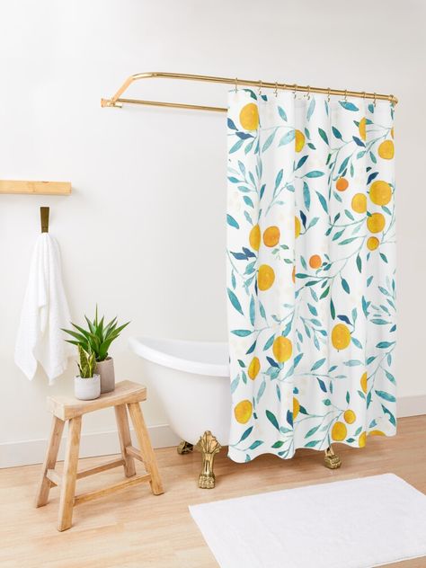 Orange Shower Curtain, Orange Bathrooms, Colorful Shower Curtain, Orange Tree, Bathroom Trends, Girls Bathroom, Curtains For Sale, Bathroom Shower Curtains, Colorful Leaves