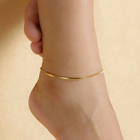 Elegant Anklet, Barefoot Sandal, Anklet Designs, Black Gold Jewelry, Ankle Jewelry, Handmade Gold Jewellery, Women Anklets, Gold Anklet, Bracelet Friendship