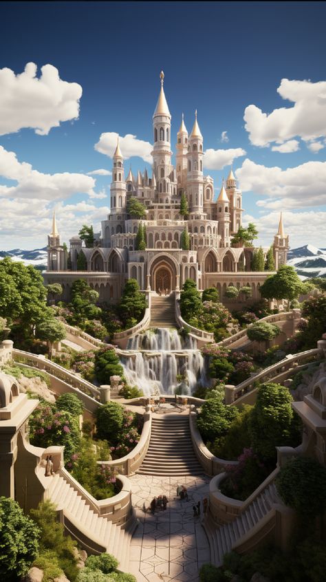 Fantasy Castle Concept Art, Fantasy Kingdom Cities, Spring Castle, Fantasy Palace, Molecular Cuisine, Castle House Design, Magical Castle, Pancake Art, Future Buildings