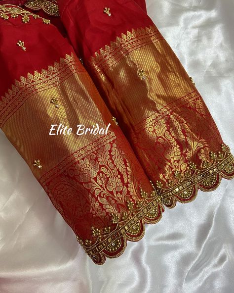 Customised Work Blouse by Elite Bridal Store ♥️✨ Cutwork Aari Blouse Designs, Pink Pattu Blouse Designs, Magam Work On Red Blouse, Pink Blouse Designs For Saree Pattu, Bridal Blouse Work Designs, Big Border Maggam Work Blouse, Grand Blouse Designs For Marriage, Pink Maggam Work Blouse, Bridal Blouse Back Designs