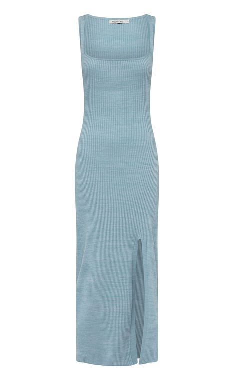 Jana Square-Neck Ribbed-Knit Cotton Maxi Dress by ANNA QUAN for Preorder on Moda Operandi Casual Dresses Blue, Rib Clothes, Knit Dress Summer, Anna Quan, Rib Dress, Cotton Maxi Dress, Knit Maxi Dress, Ribbed Dress, Cotton Maxi