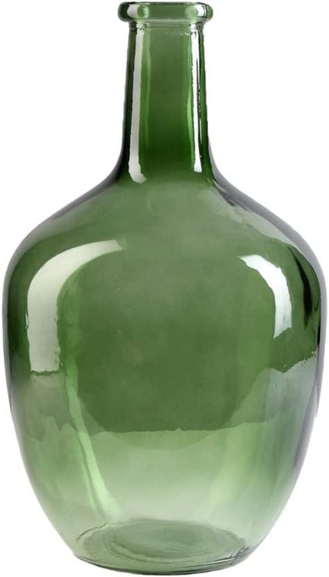 Amazon.com: Serene Spaces Living Green Bottleneck Glass Vase, Vintage Floor Vase, Long-Stemmed Floral Container, Decorative Centerpiece for Coffee Table, Office, Wedding, Events, 7.48" Diameter & 12" Tall : Home & Kitchen Centerpiece For Coffee Table, Coffee Table Office, Large Glass Bottle, Long Stem Flowers, Coffee Table Centerpieces, Under The Tuscan Sun, Colored Vases, Table Office, Green Bottle