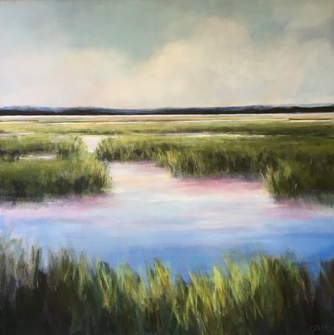 Marsh Pictures, Marsh Painting, Water Paintings, Mountain Landscape Photography, Salt Marsh, Sailboat Art, Paint Inspiration, Art Investment, Country Paintings