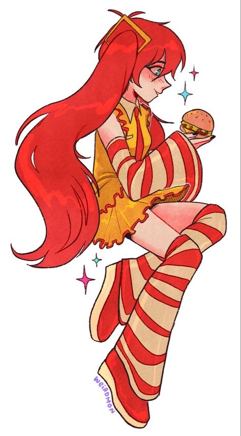 Mcdonalds Miku, Hatsune Miku, Vocaloid, Ronald Mcdonald, Art Inspiration, Anime, Quick Saves, Art