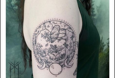 Cottagecore Tattoo, Wiccan Tattoo, Witchy Tattoos, Cast A Love Spell, Mystical Tattoos, Tarot Tattoo, Witch Tattoo, Forest Tattoos, Red Ink Tattoos