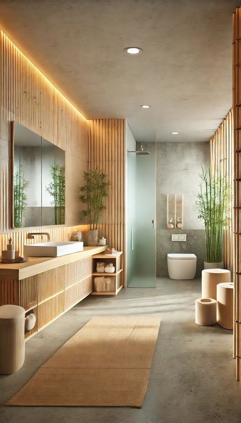 40+ Cozy Zen Bathroom Ideas to Create a Relaxing Oasis 78 Natural Guest Bathroom, Bamboo Bathroom Ideas, Japanese Bathroom Ideas, Zen Bathroom Ideas, Modern Zen Bathroom, Zen Bathroom Decor, Japanese Bathroom, Zen House, House Flippers