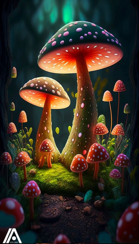 Mushroom Wallpaper, Mushroom Pictures, Fantasy Forest, Wooden Jigsaw Puzzles, Wooden Jigsaw, Forest Art, Mushroom Art, Neon Art, Beautiful Posters