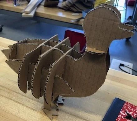 Corrugated Cardboard Duck : 4 Steps - Instructables Paper Mache Duck, Cardboard Animals Template, 3d Cardboard Animals, Cardboard Turkey, Crafts Using Cardboard, Cardboard Crafts For Kids, Cardboard Structures, Hawaiian Ideas, Chip Costume