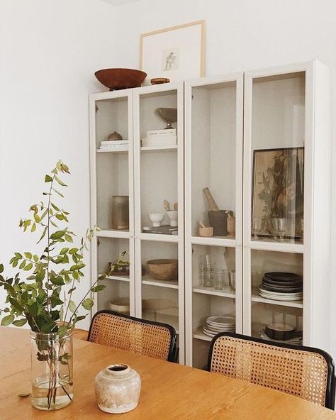 Home Decor - KENDALL & ALEXIS Dining Room Storage Cabinet, Billy Ikea, Neutral Dining Room, Scandinavian Dining Room, Modern Farmhouse Dining Room, Modern Farmhouse Dining, Ikea Shelves, Ikea Billy, Casa Vintage