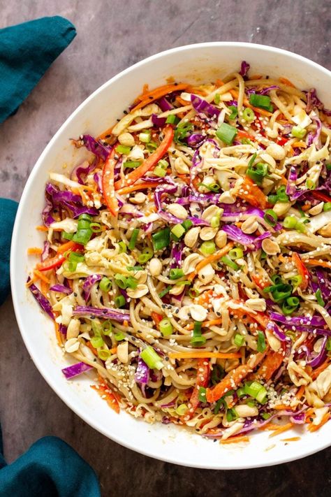 Peanut Rice Noodle Salad, Vegan Sesame Noodles, Sesame Peanut Noodles, Peanut Noodle Salad, Sesame Noodle Salad, Lunch Stuff, Soy Sauce Dressing, Sesame Noodle, Salad With Peanut Dressing