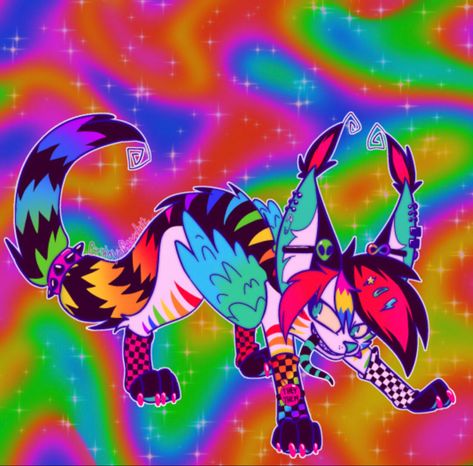 Sparkle Dog Oc, Sparkledog Oc, Scene Fursona, Neon Oc, Scenemo Art, Scene Oc, Scene Emo Art, Sparkle Dog, Scene Kid Art