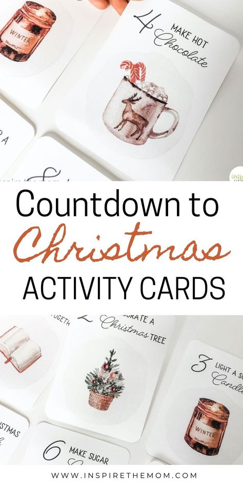 Here are 25 awesome, family-friendly activities to do each day in December counting down to Christmas! Printable cards too! #christmas countdown #christmas advent #family activities #December activities #family activities for December #family-friendly christmas #christmas #christmas printable #advent #cute christmas family activities Christmas Event Calendar Ideas, Adventure Advent Calendar, Toddler Advent Calendar Activities, Christmas Advent Ideas Activities, Christmas Advent Printable, Holiday Advent Calendar, December Advent Activities, 25 Day Christmas Countdown Ideas, Christmas Advent Activity Ideas