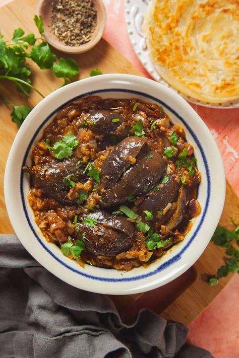 Bharwa Baingan - Stuffed Eggplant - Sinfully Spicy Bharwa Baingan, Indian Eggplant Recipes, Baigan Recipes, Paneer Starters, Crispy Paneer, Indian Eggplant, Monali Thakur, Indian Vegetarian Dishes, Cooking Eggplant