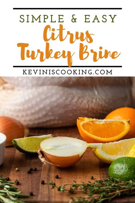 Elevate your next turkey dinner with this Simple & Easy Citrus Turkey Brine. Whether you are preparing for a holiday potluck or a quiet weeknight meal, this simple, easy recipe is your ticket to the most flavorful bird in town. It has all the pungent, aromatic herbs you would expect in a turkey brine plus a generous amount of bright juicy citrus fruits. The resulting flavor profile is phenomenal. Not to mention, the brining process will make your bird fall-off-the-bone tender. Terriyaki Chicken Bowl, Turkey Kofta, Citrus Turkey, Caribbean Jerk Chicken, Healthy Pesto, Carving A Turkey, Hotdish Recipes, Turkey Brine Recipes, Turkey Brine