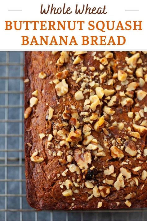 Butternut Squash Banana Bread, Squash Banana Bread, Easy Healthy Banana Bread, Banana Bread Healthy Easy, Butternut Squash Bread, Banana Bread Muffin Recipe, Squash Bread, Butternut Squash Puree, Packed Breakfast