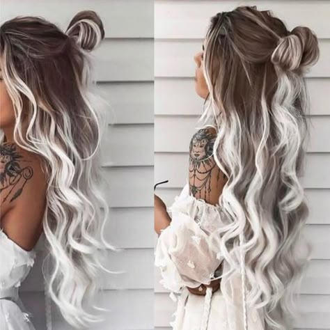 Κούρεμα Bob, Cute Hair Colors, Ombre Hair Blonde, Gorgeous Hair Color, Dyed Hair Inspiration, Fishtail Braid, Long Hair Color, Trendy Hairstyle, Hair Color Purple