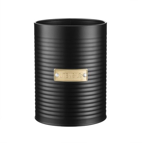 Typhoon Otto Utensil Pot & Reviews | Wayfair.co.uk Black Utensils, Pasta Storage, Gold Utensils, Ebony Color, Utensil Storage, Bread Bin, Sugar Jar, Biscuit Tin, Storage Canisters