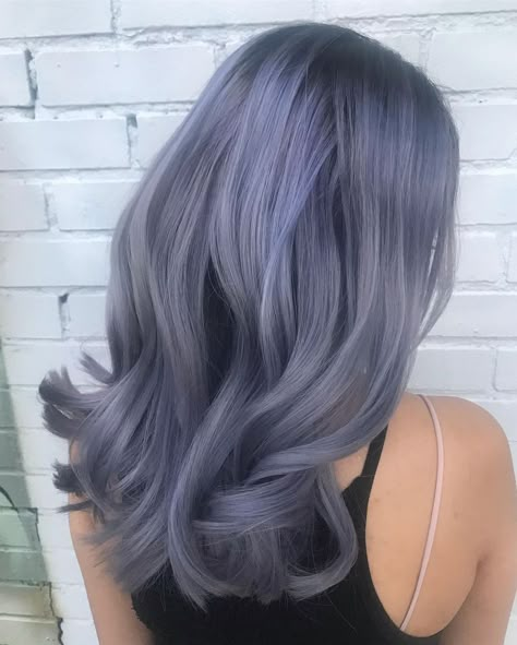 Grey Colour Hair Shades, Stormy Hair Color, Ashy Blue Hair, Hair Checklist, Blue Steel Hair, Periwinkle Hair, White Ombre Hair, Purple Grey Hair, Hidden Hair Color