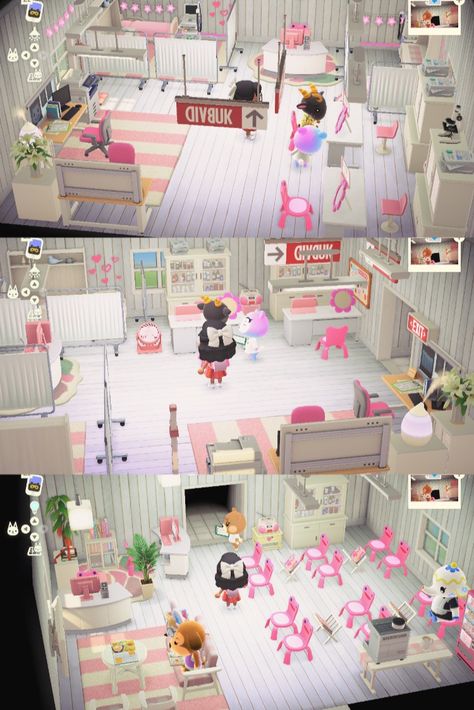 My hospital for happy home paradise, waiting room and exam room Animal Crossing Hospital Examination Room, Animal Crossing Hospital Waiting Room, Hospital Happy Home Paradise, Animal Crossing Hospital Patient Ward, Animal Crossing Happy Home Paradise Hospital, Acnh Hospital Patient Ward, Acnh Hospital Exam Room, Animal Crossing Hospital Ideas, Acnh Hospital Ideas