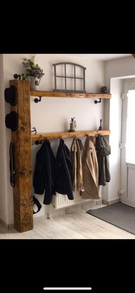 Rustic Coat Rack, Wooden Rack, Small Bathroom Ideas On A Budget, Small Bathroom Ideas Modern, Rustic Home Design, Free Woodworking Plans, Small Bathroom Ideas, Coat Racks, Small Bathroom Remodel