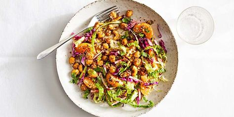 Cashew-Chickpea Salad with Cabbage Slaw | Martha Stewart Heath Recipes, Salad With Cabbage, Pistachio Salad, Seed Salad, Inflammatory Recipes, Gut Health Recipes, Salad Toppings, Fiber Rich Foods, Lentil Salad