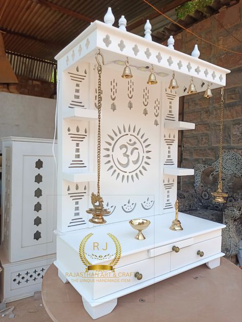 Don't miss out on our R ,J MAHA SALE RJ 13% OFF promotion! 🎉 Explore our Wooden temple teak wood Open pooja temple Marbale Look White Paint by Hand. #HomeDecor #PoojaTemple #SaleEvent White Mandir For Home, Open Pooja Room, Wooden Temple Design For Home Indian, Wood Temple Design, Diy Temple For Home, Home Pooja Room Ideas, Wooden Mandir Design For Home, Puja Mandir Design, Mandir Decoration Ideas At Home