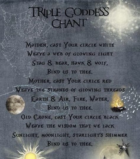 #triplegoddess #chant #maiden #mother #crone  #witch #celtic #pagan #3darkmoons Maiden Mother Crone, Oh My Goddess, Triple Moon Goddess, Wiccan Witch, Wiccan Spell Book, Eclectic Witch, Magick Spells, Witchcraft Spell Books, Witch Spell Book