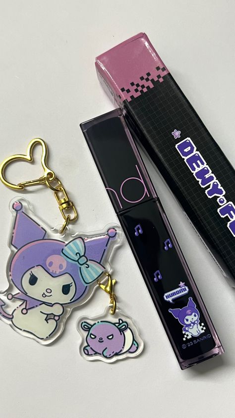 liptint sanrio romand korean kuromi lipgloss keychain Sanrio Makeup, All Things Cute, Camera Roll, Makeup Nails, Make Up, Packaging, Nails, Makeup, Pins