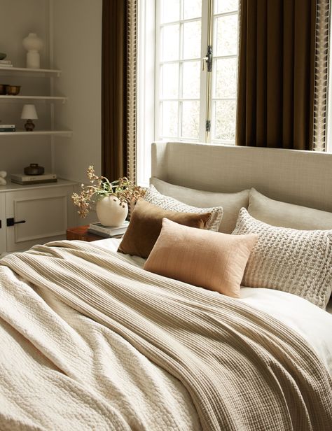 Learn our tips for bringing your bedroom to life this season. Explore fall bedroom favorites from Lulu and Georgia's Fall 2023 Collection. Lulu And Georgia Bedroom, Parisian Hotel, Airy Bedroom, Rattan Stool, Fall Bedding, Transitional Bedroom, Home Design Inspiration, Fall Bedroom, Four Poster