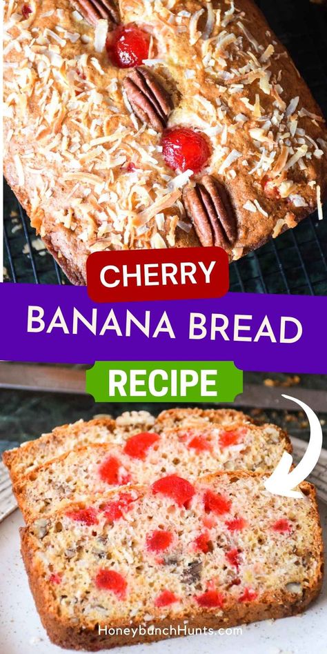 Craisin Banana Bread, Monk Fruit Banana Bread, Banana Bread With Maraschino Cherries, Cherry Quick Bread, Banana Bread Chrissy Teigen, Banana Bread Hawaii Recipe, Banana Bread Recipe Easy Moist, Hot Beef Sandwiches, Banana Pecan Bread