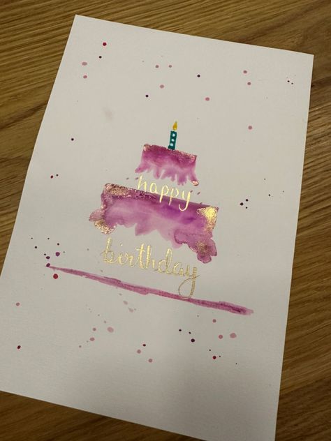 Watercolor Art Happy Birthday, Happy Birthday Watercolor Card Diy, Watercolour Cards Birthday, Happy Birthday Aquarell, Easy Watercolor Cards Ideas, Easy Watercolor Birthday Cards, Happy Birthday Watercolor Card, Watercolor Birthday Card Ideas, Watercolor Happy Birthday Card