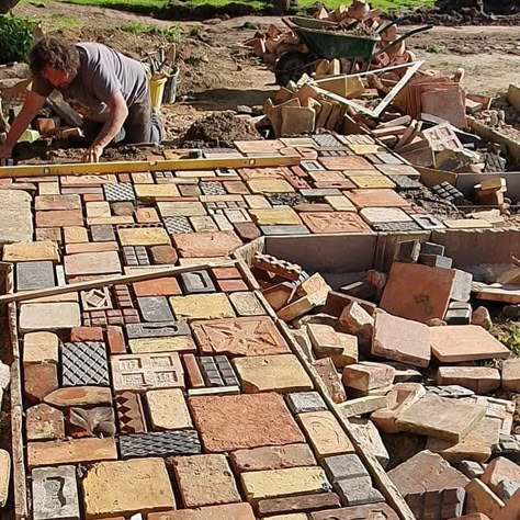 Recycled Brick Path, Recycled Brick Paving, Green Pavers, Reclaimed Brick Garden, Landscape Pavers, Recycled Brick, Garden Pathways, Brick Patio, Stone Patio