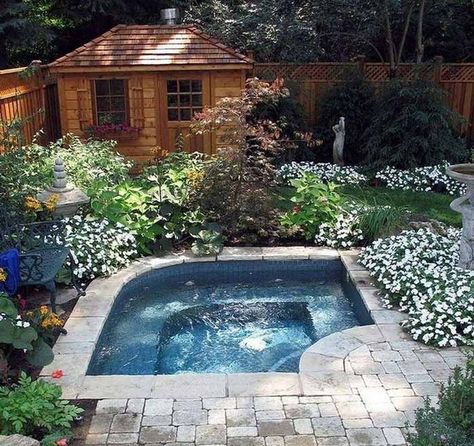 Cocktail Pool, Small Inground Pool, Small Swimming Pools, Stone Patio, Small Pool Design, Small Backyard Gardens, Backyard Pool Designs, Swimming Pools Backyard, Small Pool