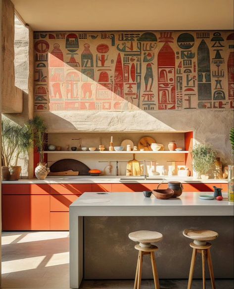 Egyptian Interior Design, Egyptian Interior, Modern Kitchen Apartment, Egyptian Home Decor, Styled Kitchen, Eco House Design, Dining Table Design Modern, Home Design Diy, Shelving Design