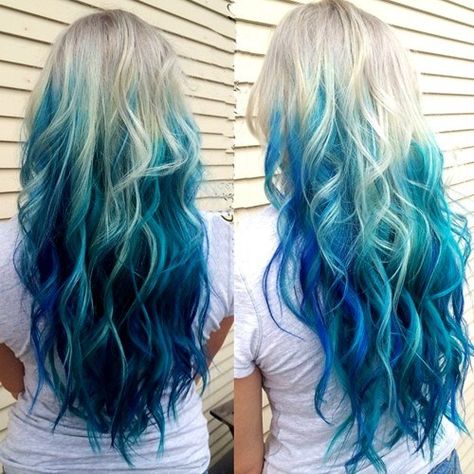 ash blonde to blue long ombre hair Long Ombre Hair, Hair Rainbow, Blue Ombre Hair, Dyed Hair Pastel, Rainbow Hair Color, Hair Color Blue, Ombre Hair Color, Hair Images, Pastel Hair