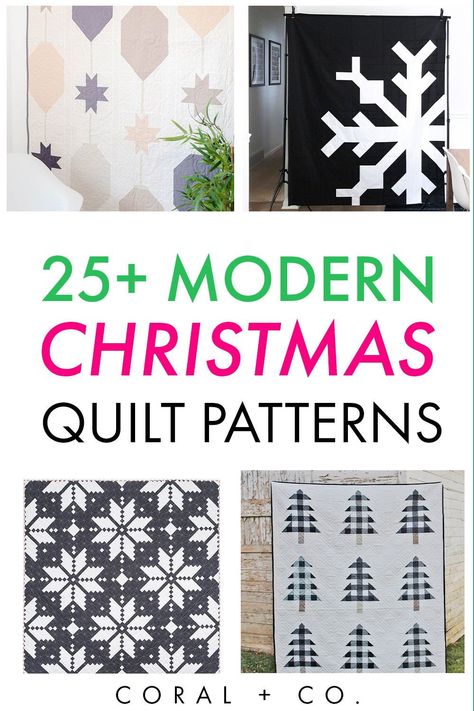 Christmas Quilt Pillows, Christmas Quilt Modern, Modern Christmas Quilts Free Pattern, Modern Christmas Quilts Ideas, Holiday Quilt Patterns Free, Free Christmas Quilt Patterns Printables, Winter Quilts Ideas, Easy Christmas Quilt Patterns Free, Modern Christmas Quilt Patterns