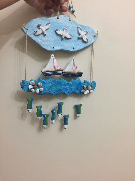 Wind Chime Clay, Ceramic Plates Art, Beach Themed Crafts, Clay Moulding, Paper Mache Clay, Clay Wall Art, Paper Mache Crafts, Clay Crafts Air Dry, Wall Hanging Crafts