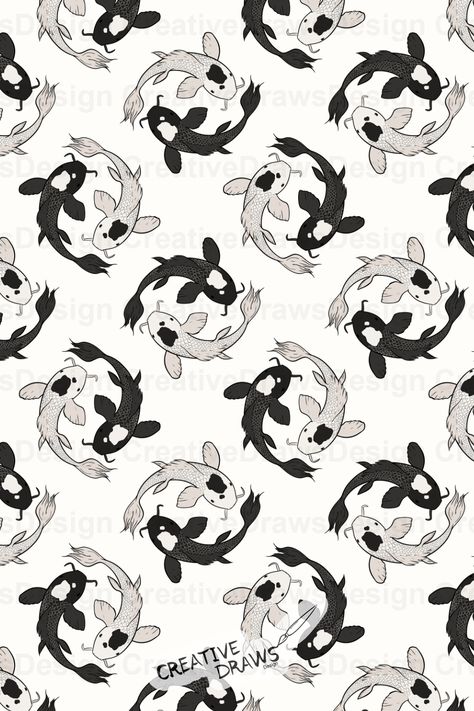 A high quality 12” x 12” / 3600 x 3600 pixels, 300 dpi, seamless pattern JPG image file. Use this digital Yin Yang repeat paper for your next personal or commercial project. Yin Yang Koi, Seamless Paper, Koi Fish, Yin Yang, Koi, Pattern Paper, Seamless Patterns, Digital Paper, Illustration Design