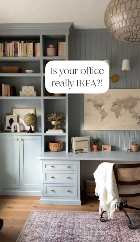 Home Office Renovation, Color In Interior Design, Ikea Home Office, Home Office/guest Room, Office Built Ins, Productive Work, Vintage Home Office, Office Playroom, Cozy Home Office