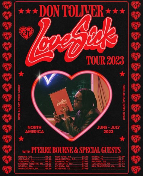 Event Poster Inspiration, Don Toliver, Concert Poster Design, Concert Flyer, Music Flyer, Graphic Poster Art, Love Sick, Concert Poster, Graphic Design Lessons