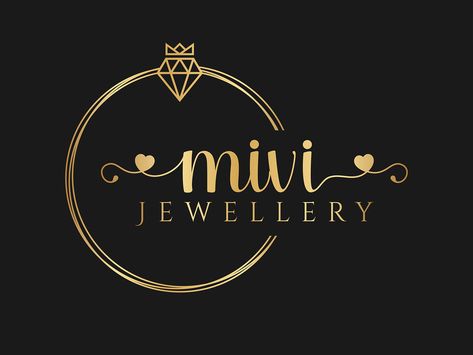 Jewelry Design Logo, Logo For Accessories Shop, Logo Design Accessories, Jewelry Logo Design Ideas, Jewellery Logo, Watermark Ideas, Gold Logo Design, Ring Logo, Jewelry Logo Design