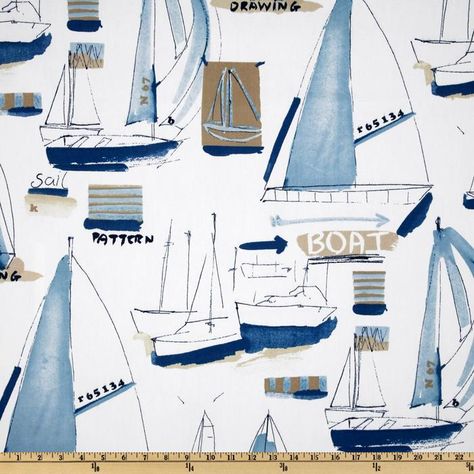 Covington McGregor Marine Sky Blue Room, Coastal Fabric, Covington Fabric, Nautical Ideas, Sailboat Print, Color Trends Fashion, Premier Prints, Professional Decor, Sea Side