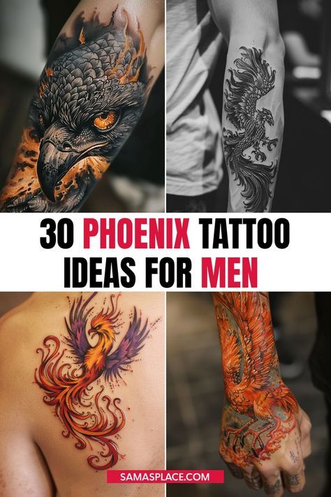 Phoenix Angel Tattoo, Phoenix Hand Tattoo Men, Phoenix Wings Back Tattoo, Tattoo For Difficult Times, Masculine Phoenix Tattoo, Resilience Tattoo Men, Fire Phoenix Tattoo Men, Best Tattoo Ideas For Men Arm, Phoenix Images Beautiful