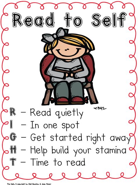 Read to Self poster Daily 5 Kindergarten, Daily 5 Reading, Read To Self, Teacher Posters, Daily Five, Reading Anchor Charts, 3rd Grade Reading, Independent Reading, 2nd Grade Reading