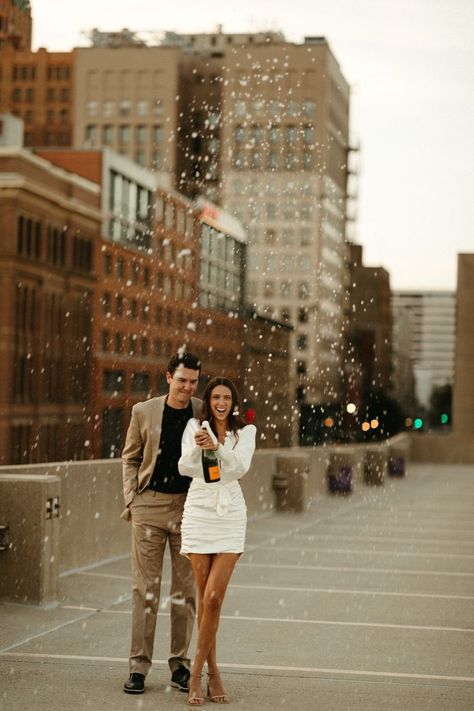 Engagement Shoot Prop Ideas, Providence Engagement Photos, Engagement Photo Winter Outfits, Engagement Photos Fancy Outfits, Classy Winter Engagement Photos, Summer Courthouse Wedding, Engagement Photos Ideas Downtown, Editorial Downtown Engagement Photos, Civil Wedding Photoshoot Photo Ideas