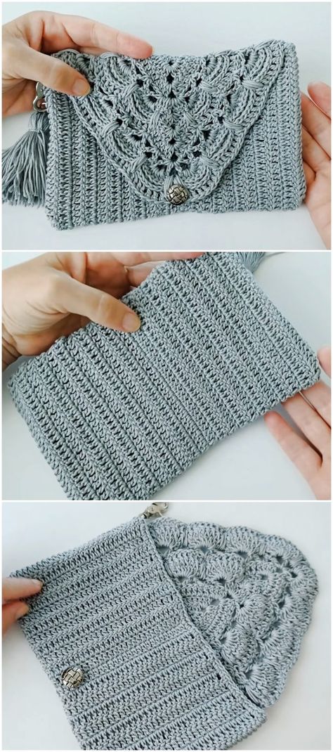 Crochet Beautiful Clutch Video Tutorial - Crochet Ideas Crochet Beautiful, Crochet Clutch Bags, Handbags Patterns, Bags Patterns, Easy Patterns, Purse Pattern, Crochet Clutch, Crochet Handbags Patterns, Crochet Purse Patterns