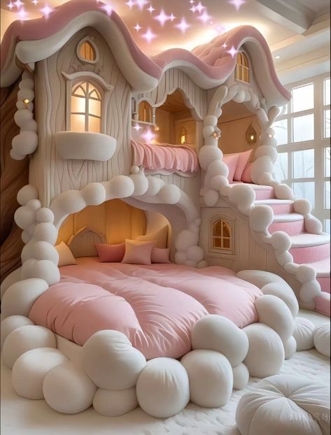 Bedroom Ideas Cute And Cozy, Big Bedrooms Ideas, Cute Girly Room Ideas Bedrooms, Things To Put In Your Room, Princess Bedroom Aesthetic, Princess Bunk Bed, Crazy Rooms, Luxury Kids Room, Cute Kids Bedroom