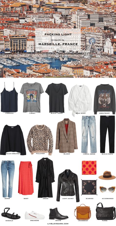 Packing light: 10 days in Marseille, France in October. What to Pack. Fall/ Autumn Travel Capsule Wardrobe 2018 Autumn Travel Capsule, Autumn Travel, France Outfits, Packing For Europe, Parisienne Chic, Light Travel, Marseille France, Fashion Capsule Wardrobe, Travel Capsule