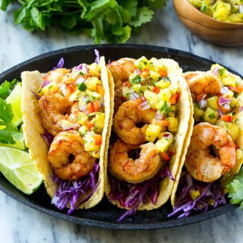 Shrimp Tacos With Pineapple Salsa, Grilled Shrimp Tacos Recipe, Healthy Salsa Recipe, Tacos With Pineapple Salsa, Healthy Shrimp Tacos, Tacos With Pineapple, Lime Shrimp Recipes, Shrimp Tacos Easy, Pineapple Shrimp